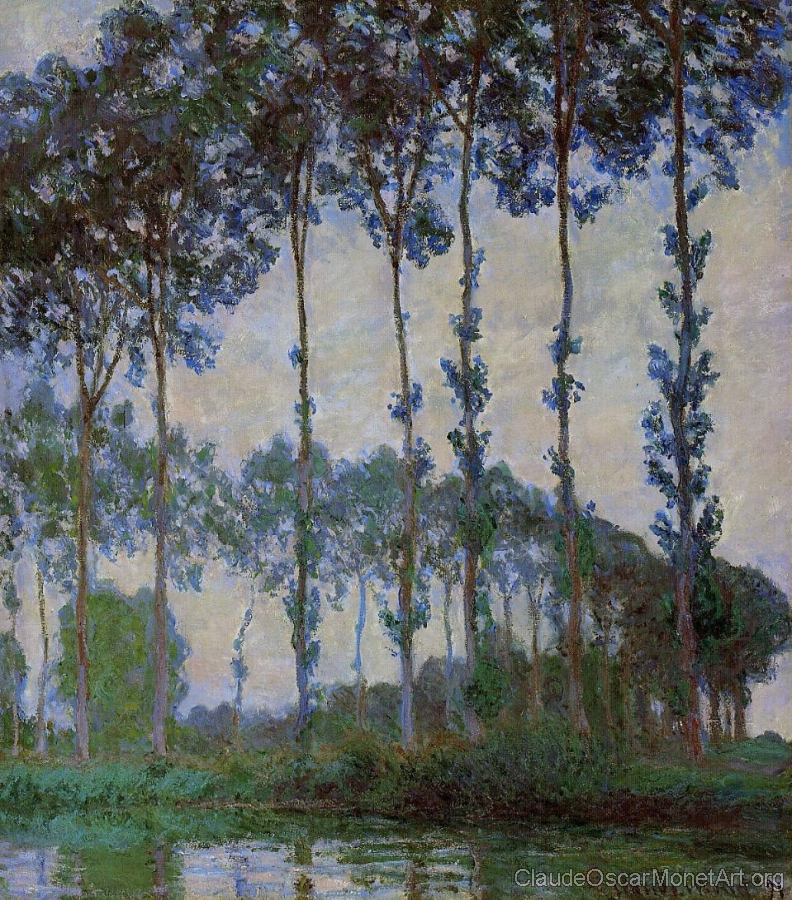 Poplars on the Banks of the River Epte at Dusk